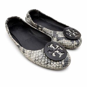 Tory Burch Minnie Snakeskin Ballet Flats Roccia Python Size 6
